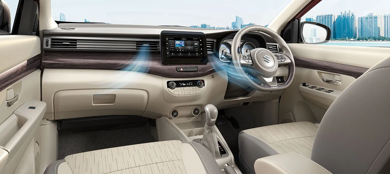 Sculpted Dashboard with Metallic Teak Wood Finish